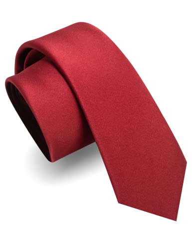 RBOCOTT Herren Burgunderrot Schmale Krawatte Business Hochzeit Krawatte (6cm-1) von RBOCOTT