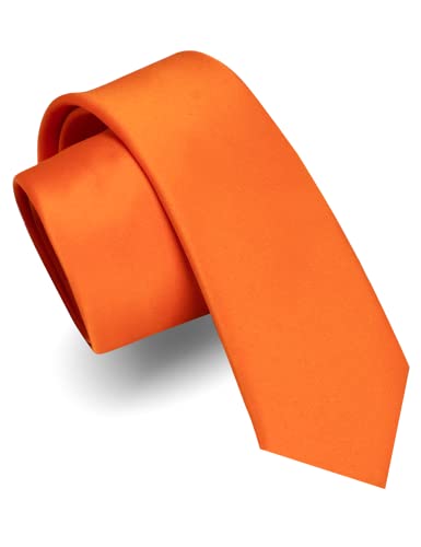 RBOCOTT Herren Orange Schmale Krawatte Business Hochzeit Krawatte (6cm-2) von RBOCOTT