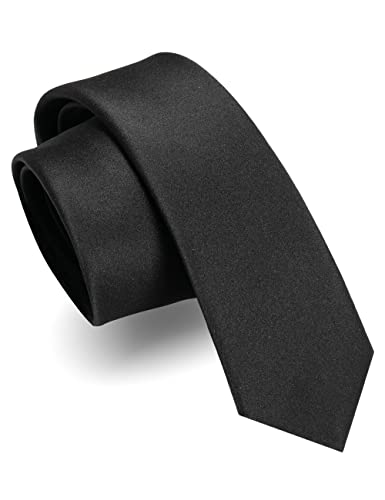 RBOCOTT Herren Schwarz Schmale Krawatte Business Hochzeit Krawatte (6cm-10) von RBOCOTT