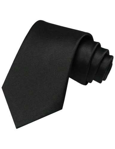 RBOCOTT Herrenkrawatte Einfarbige Krawatte Schwarz Business Hochzeitskrawatte (8cm-17) von RBOCOTT