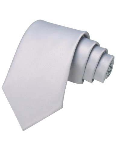 RBOCOTT Herrenkrawatte Einfarbige Krawatte Silber Business Hochzeitskrawatte (8cm-7) von RBOCOTT
