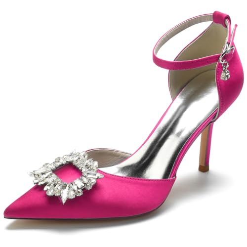 RBQIZVW Brautschuhe Damen - Elegante Pumps Hochhackige Stiletto Spitzschuhe Blau mit Strassschnalle | Hochzeitsschuhe für Frauen,Rose red,38 RBQIZVW Brautschuhe Damen - Elegante Pumps Hochhackige Stiletto Spitzschuhe Blau mit Strassschnalle | Hochzeitsschuhe für Frauen,Rose red,38 von RBQIZVW