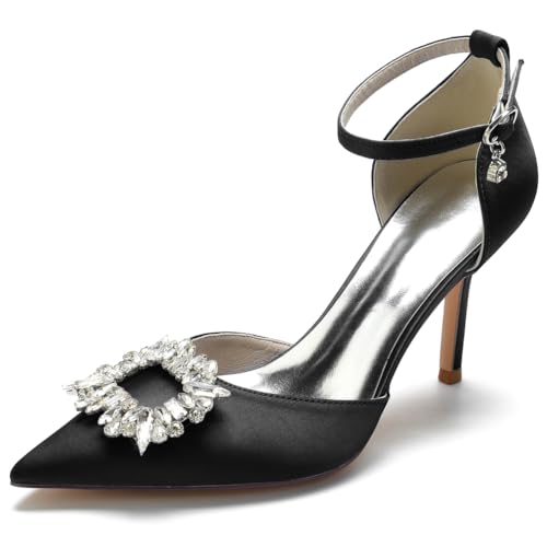 RBQIZVW Brautschuhe Damen - Elegante Pumps Hochhackige Stiletto Spitzschuhe Blau mit Strassschnalle | Hochzeitsschuhe für Frauen,Schwarz,41 RBQIZVW Brautschuhe Damen - Elegante Pumps Hochhackige Stiletto Spitzschuhe Blau mit Strassschnalle | Hochzeitsschuhe für Frauen,Schwarz,41 von RBQIZVW