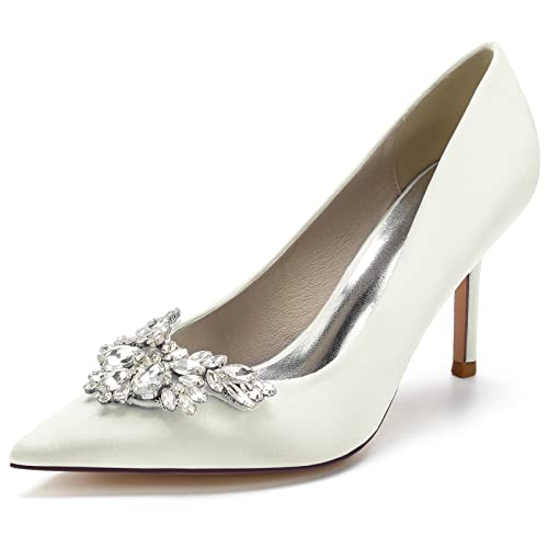 RBQIZVW Damen High Heels Kitten Heels Sandalen Schnalle Strass Geschlossene Zehe Kleid Hochzeit Brautschuhe Für Frauen Braut Brautjungfer,Elfenbein,36 RBQIZVW Damen High Heels Kitten Heels Sandalen Schnalle Strass Geschlossene Zehe Kleid Hochzeit Brautschuhe Für Frauen Braut Brautjungfer,Elfenbein,36 von RBQIZVW