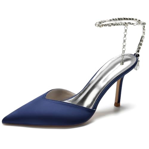 RBQIZVW Damen Hochzeitspumps Mit Hohen Absätzen, Kitten-Heels, Stiletto, Spitze Zehenpartie, Geschlossene Zehen, Schnalle, Elegante Abendschuhe,Dark Blue,38 RBQIZVW Damen Hochzeitspumps Mit Hohen Absätzen, Kitten-Heels, Stiletto, Spitze Zehenpartie, Geschlossene Zehen, Schnalle, Elegante Abendschuhe,Dark Blue,38 von RBQIZVW