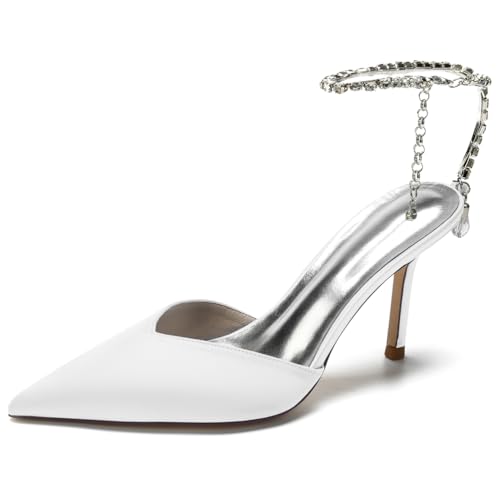 RBQIZVW Damen Hochzeitspumps Mit Hohen Absätzen, Kitten-Heels, Stiletto, Spitze Zehenpartie, Geschlossene Zehen, Schnalle, Elegante Abendschuhe,Weiß,41 RBQIZVW Damen Hochzeitspumps Mit Hohen Absätzen, Kitten-Heels, Stiletto, Spitze Zehenpartie, Geschlossene Zehen, Schnalle, Elegante Abendschuhe,Weiß,41 von RBQIZVW