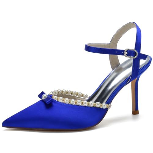 RBQIZVW Damen Hochzeitsschuhe für die Braut, Kitten Heels in Elfenbeinfarbe mit Perlen, Komfortabel, Geschlossene Zehenpartie, Schnalle,Royal Blue,41 RBQIZVW Damen Hochzeitsschuhe für die Braut, Kitten Heels in Elfenbeinfarbe mit Perlen, Komfortabel, Geschlossene Zehenpartie, Schnalle,Royal Blue,41 von RBQIZVW