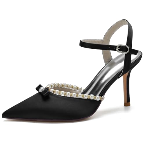 RBQIZVW Damen Hochzeitsschuhe für die Braut, Kitten Heels in Elfenbeinfarbe mit Perlen, Komfortabel, Geschlossene Zehenpartie, Schnalle,Schwarz,42 RBQIZVW Damen Hochzeitsschuhe für die Braut, Kitten Heels in Elfenbeinfarbe mit Perlen, Komfortabel, Geschlossene Zehenpartie, Schnalle,Schwarz,42 von RBQIZVW
