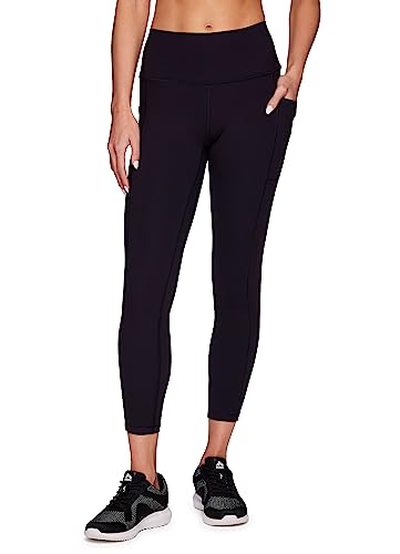 RBX Active Damen Ultra Soft Solid Workout Running Yoga Leggings mit Taschen, 7/8 schwarz, X-Groß von RBX