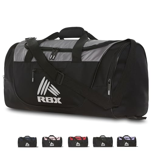 RBX Turnbeutel für Herren, Kleiner Turnbeutel für Damen mit Schuhfach, Duffle Bag für Reisen, Sporttasche, Camping, Wochenende, Carry On, Übernachtung Duffel Bag für Frauen mit Schultergurt, GRAU, von RBX