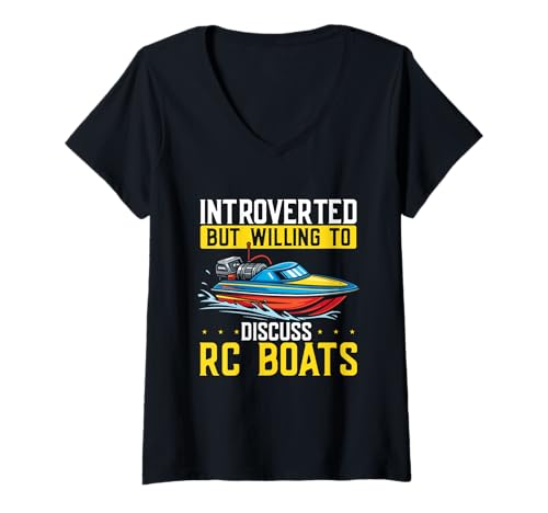 Damen Introvertiert But Willing To Discuss RC Boats Funny RC Captain T-Shirt mit V-Ausschnitt Damen Introvertiert But Willing To Discuss RC Boats Funny RC Captain T-Shirt mit V-Ausschnitt von RC Boat Accessories for RC Model Captain