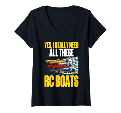 Damen Ja, ich Brauche wirklich All Diese RC-Boote Lustiger RC-Kapitän T-Shirt mit V-Ausschnitt Damen Ja, ich Brauche wirklich All Diese RC-Boote Lustiger RC-Kapitän T-Shirt mit V-Ausschnitt von RC Boat Accessories for RC Model Captain