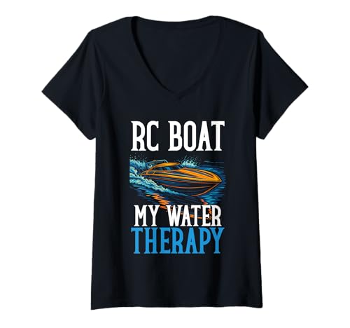Damen RC Boot Design für RC Modell Fans Captain T-Shirt mit V-Ausschnitt Damen RC Boot Design für RC Modell Fans Captain T-Shirt mit V-Ausschnitt von RC Boat Accessories for RC Model Captain