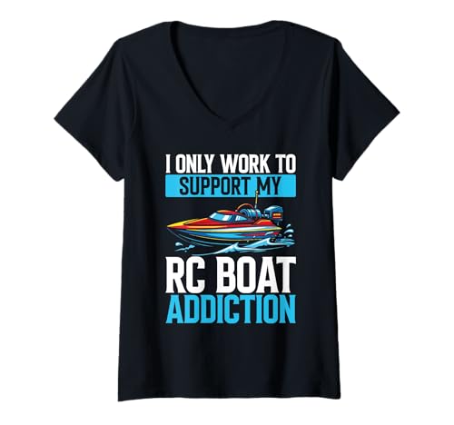 Damen RC Captain Modell Fernbedienung Boot Design RC Boot Liebhaber T-Shirt mit V-Ausschnitt Damen RC Captain Modell Fernbedienung Boot Design RC Boot Liebhaber T-Shirt mit V-Ausschnitt von RC Boat Accessories for RC Model Captain