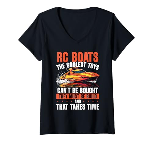 Damen RC Captain ferngesteuertes Boot Grafik RC Bootsliebhaber T-Shirt mit V-Ausschnitt Damen RC Captain ferngesteuertes Boot Grafik RC Bootsliebhaber T-Shirt mit V-Ausschnitt von RC Boat Accessories for RC Model Captain