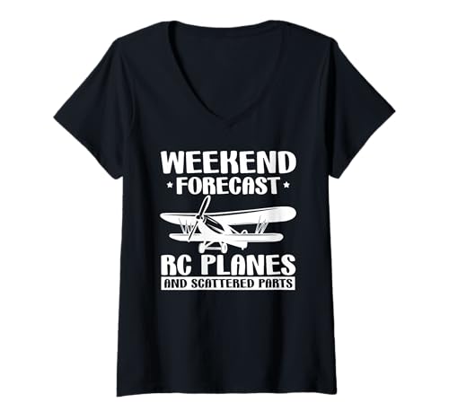 Damen Wochenendprognose RC Flugzeuge und Teile überall T-Shirt mit V-Ausschnitt Damen Wochenendprognose RC Flugzeuge und Teile überall T-Shirt mit V-Ausschnitt von RC Flug Humor für Wochenend-Bastler