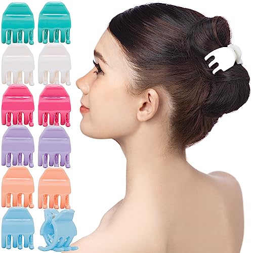 RC ROCHE 12 Stück Haarspangen Damen Starker Halt 3 Zähne Haarklammern Mädchen Qualitäts Kunststoff, Medium Pastell Multifarben von RC ROCHE ORNAMENT