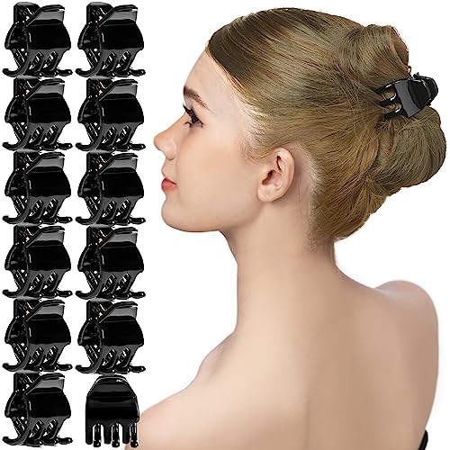 RC ROCHE 12 Stück Haarspangen Damen Starker Halt 3 Zähne Haarklammern Mädchen Qualitäts Kunststoff, Medium Schwarz von RC ROCHE ORNAMENT