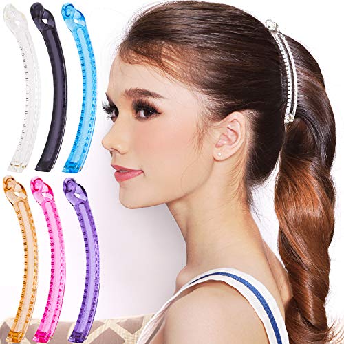 RC ROCHE 6 Stück Banana Clip Bananenspange Haare Haarspangen Damen Pferdeschwanz Haarklammer Mädchen Krallenklammern Fisch Zähne, Medium Transparent Multifarben von RC ROCHE ORNAMENT