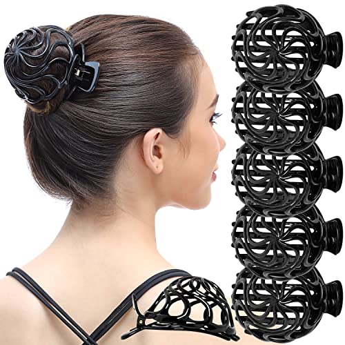 RC ROCHE 6 Stück Dutt Haarklammer für Damen Oktopus Haarspange Clip Haar Spinne Langes Dickes Haar Klaue Kiefer Rutschfest Lockiges Haar Haarhalter Mädchen, Medium Schwarz von RC ROCHE ORNAMENT