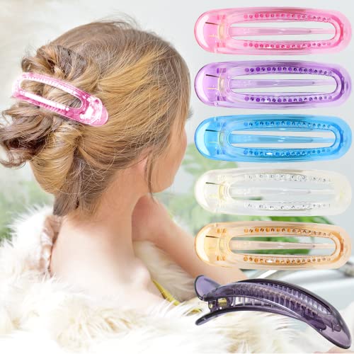 RC ROCHE 6 Stück Entenschnabel Französisch Haarspange für Damen Haarklammer Ovale Hairpin Mode Eiförmig Fester Halt Stylisch mit Pin Halterung, Groß Transparent Multifarben von RC ROCHE ORNAMENT