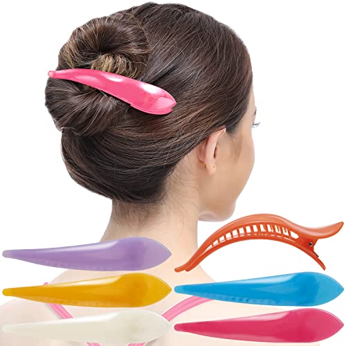 RC ROCHE 6 Stück Entenschnabel Haarspange Krokodil für Damen Mädchen Bogen Geschwungen Haarklammer Alligator Starker Halt Professionelles Styling, Groß Bunt Multifarben von RC ROCHE ORNAMENT