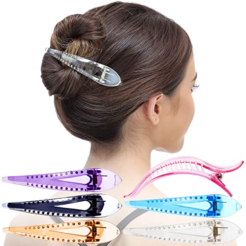RC ROCHE 6 Stück Entenschnabel Haarspange Krokodil für Damen Mädchen Bogen Geschwungen Haarklammer Alligator Starker Halt Professionelles Styling, Groß Transparent Multifarben von RC ROCHE ORNAMENT