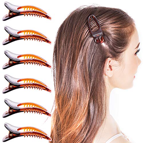 RC ROCHE 6 Stück Entenschnabel Krokodil Haarklammer Haarspange für Damen Rutschfest Schnabelklammern Breite Zähne mit Bogen Abteilklammern Alligator Haarnadel Haarclips, Klein Braun von RC ROCHE ORNAMENT