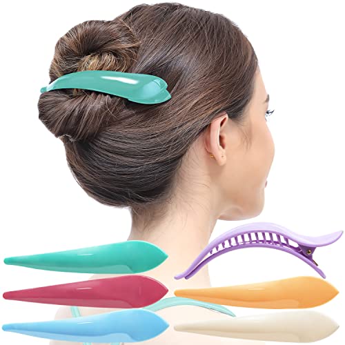RC ROCHE 6 Stück Entenschnabel Haarspange Krokodil für Damen Mädchen Bogen Geschwungen Haarklammer Alligator Starker Halt Professionelles Styling, Groß Pastell Multifarben von RC ROCHE ORNAMENT