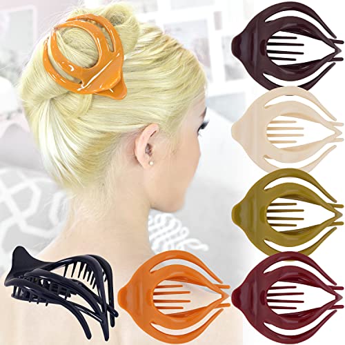 RC ROCHE 6 Stück Französisch Haarspangen Haarklammern Geschwungen Fester Halt Ohne Rutschen Federleicht Öse Große Zähne für Damen für Dünnes Haar und Dickes Haar, Groß Klassische Multifarben von RC ROCHE ORNAMENT