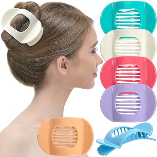 RC ROCHE 6 Stück Große Zähne Dickes Haar Haarspangen Haarklammer die gut halten Oval Rutschfest Flach Damen Mädchen Set, Groß Pastel Multifarben von RC ROCHE ORNAMENT