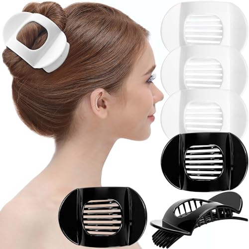 RC ROCHE 6 Stück Große Zähne Dickes Haar Haarspangen Haarklammer die gut halten Oval Rutschfest Flach Damen Mädchen Set, Groß Schwarz und Weiß von RC ROCHE ORNAMENT