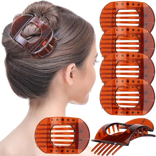 RC ROCHE 6 Stück Große Zähne Dickes Haar Haarspangen Haarklammer die gut halten Oval Rutschfest Flach Damen Mädchen Set, Medium Braun von RC ROCHE ORNAMENT