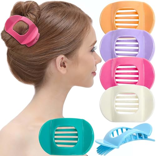 RC ROCHE 6 Stück Große Zähne Dickes Haar Haarspangen Haarklammer die gut halten Oval Rutschfest Flach Damen Mädchen Set, Medium Pastel Multifarben von RC ROCHE ORNAMENT
