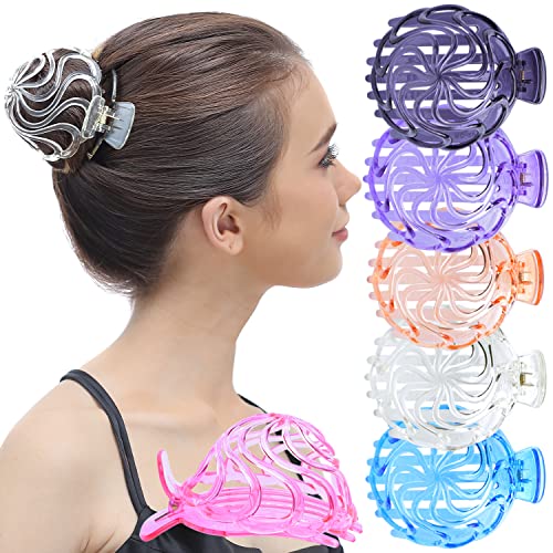 RC ROCHE 6 Stück Dutt Haarklammer für Damen Oktopus Haarspange Clip Haar Spinne Langes Dickes Haar Klaue Kiefer Rutschfest Lockiges Haar Haarhalter Mädchen, Groß Transparent Multifarben von RC ROCHE ORNAMENT