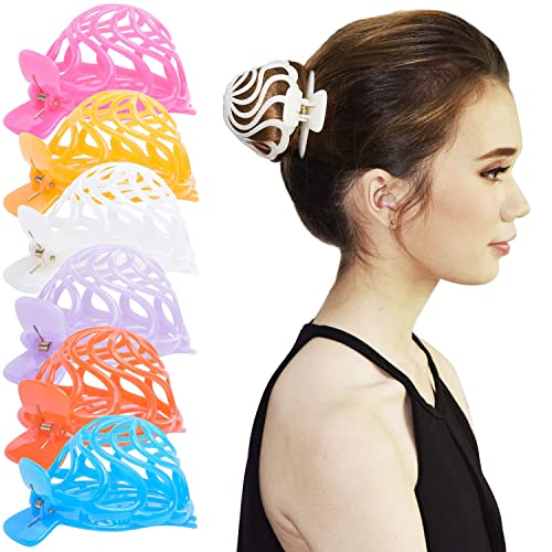 RC ROCHE 6 Stück Dutt Haarklammer für Damen Oktopus Haarspange Clip Haar Spinne Langes Dickes Haar Klaue Kiefer Rutschfest Lockiges Haar Haarhalter Mädchen, Medium Bunt Multifarben von RC ROCHE ORNAMENT