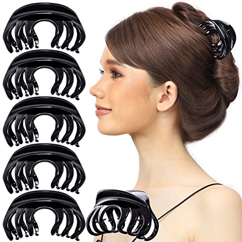 RC ROCHE 6 Stück Haarklammer Fester Halt Große Zähne für Damen Haare Hochstecken Rutschfest Elegant Schick Set Modisch Haarclips, Medium Schwarz von RC ROCHE ORNAMENT