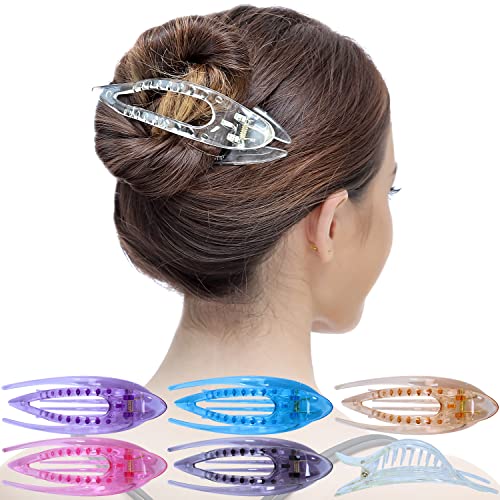 RC ROCHE 6 Stück Haarspange Haarklammer Französisch Geschwungen für Damen Mädchen Fester Halt Ohne Rutschen Hochwertig Haare Hochstecken, Klein Transparent Multifarben von RC ROCHE ORNAMENT