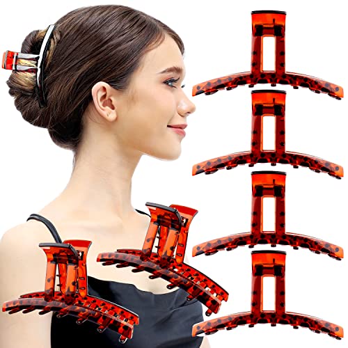 RC ROCHE 6 Stück Kiefer Haarspangen Feines Langes Haar Haarklammern Rutschfest Starker Halt Dünn Starke Zähne Schick für Damen, Groß Braun von RC ROCHE ORNAMENT