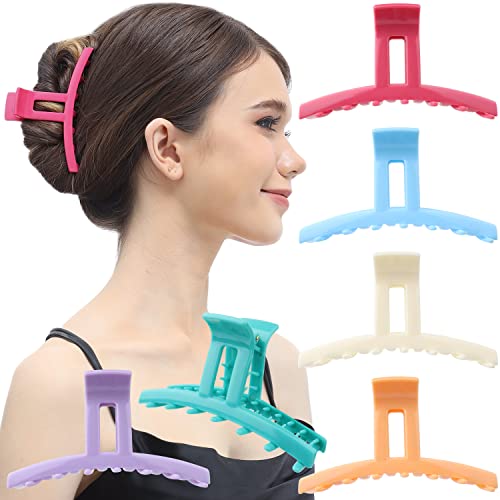 RC ROCHE 6 Stück Kiefer Haarspangen Feines Langes Haar Haarklammern Rutschfest Starker Halt Dünn Starke Zähne Schick für Damen, Groß Pastell Multifarben von RC ROCHE ORNAMENT