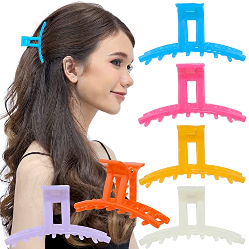 RC ROCHE 6 Stück Kiefer Haarspangen Feines Langes Haar Haarklammern Rutschfest Starker Halt Dünn Starke Zähne Schick für Damen, Medium Bunt Multifarben von RC ROCHE ORNAMENT