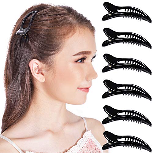 RC ROCHE 6 Stück Entenschnabel Krokodil Haarklammer Haarspange für Damen Rutschfest Schnabelklammern Breite Zähne mit Bogen Abteilklammern Alligator Haarnadel Haarclips, Klein Schwarz von RC ROCHE ORNAMENT