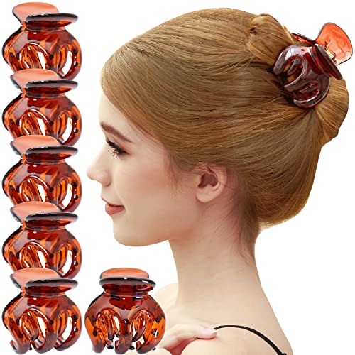 RC ROCHE 6 Stück Kürbis Haarklammer Oktopus für Damen Haarspange Haarklammern mit Ineinandergreifenden Zähnen Festem Griff Spinne Hochwertiger Klaue Klemme Mädchen, Medium Braun von RC ROCHE ORNAMENT