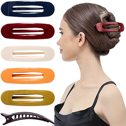 RC ROCHE 6 Stück Libellenspange Flach Haarspange Haarklammer für Damen Ovale Starker Halt Mädchen Clip, Medium Klassisch Multifarben von RC ROCHE ORNAMENT