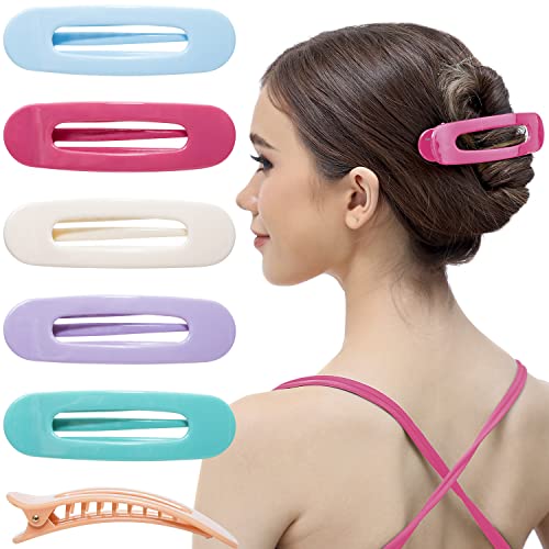 RC ROCHE 6 Stück Libellenspange Flach Haarspange Haarklammer für Damen Ovale Starker Halt Mädchen Clip, Medium Pastell Multifarben von RC ROCHE ORNAMENT