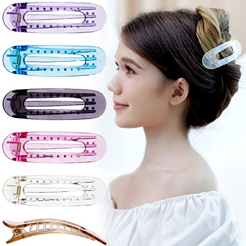 RC ROCHE 6 Stück Libellenspange Flach Haarspange Haarklammer für Damen Ovale Starker Halt Mädchen Clip, Medium Transparent Multifarben von RC ROCHE ORNAMENT