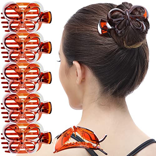 RC ROCHE 6 Stück Schmetterling Dutt Haarspange Haarklammer Butterfly Modische Rutschfest Clips Seitlich Haare Hochstecken Große Zähne Damen Frauen, Groß Braun von RC ROCHE ORNAMENT