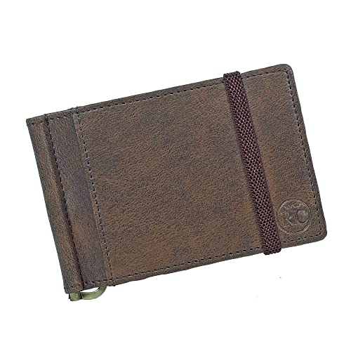 RC Rexcuir Geldklammer aus Leder, RFID-geschützt, schmal, mit Kreditkartenfächern für Männer und Frauen, braun, Casual RC Rexcuir Geldklammer aus Leder, RFID-geschützt, schmal, mit Kreditkartenfächern für Männer und Frauen, braun, Casual von RC Rexcuir