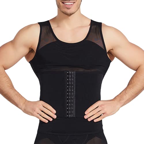 RCBHSD Kompressionsshirt Body Shaper Männer, Top Slim Abs Weste für Workout Bauch (Color:黑色,Size:XXL) von RCBHSD