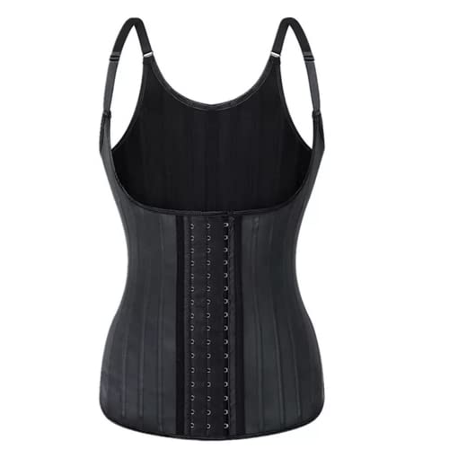 RCBHSD Waist Trainer Figurformender Taillenmieder Damen Latex Weste Korsett Bauch Weg Vollbrust mit Träger (Color:黑色,Size:L) von RCBHSD